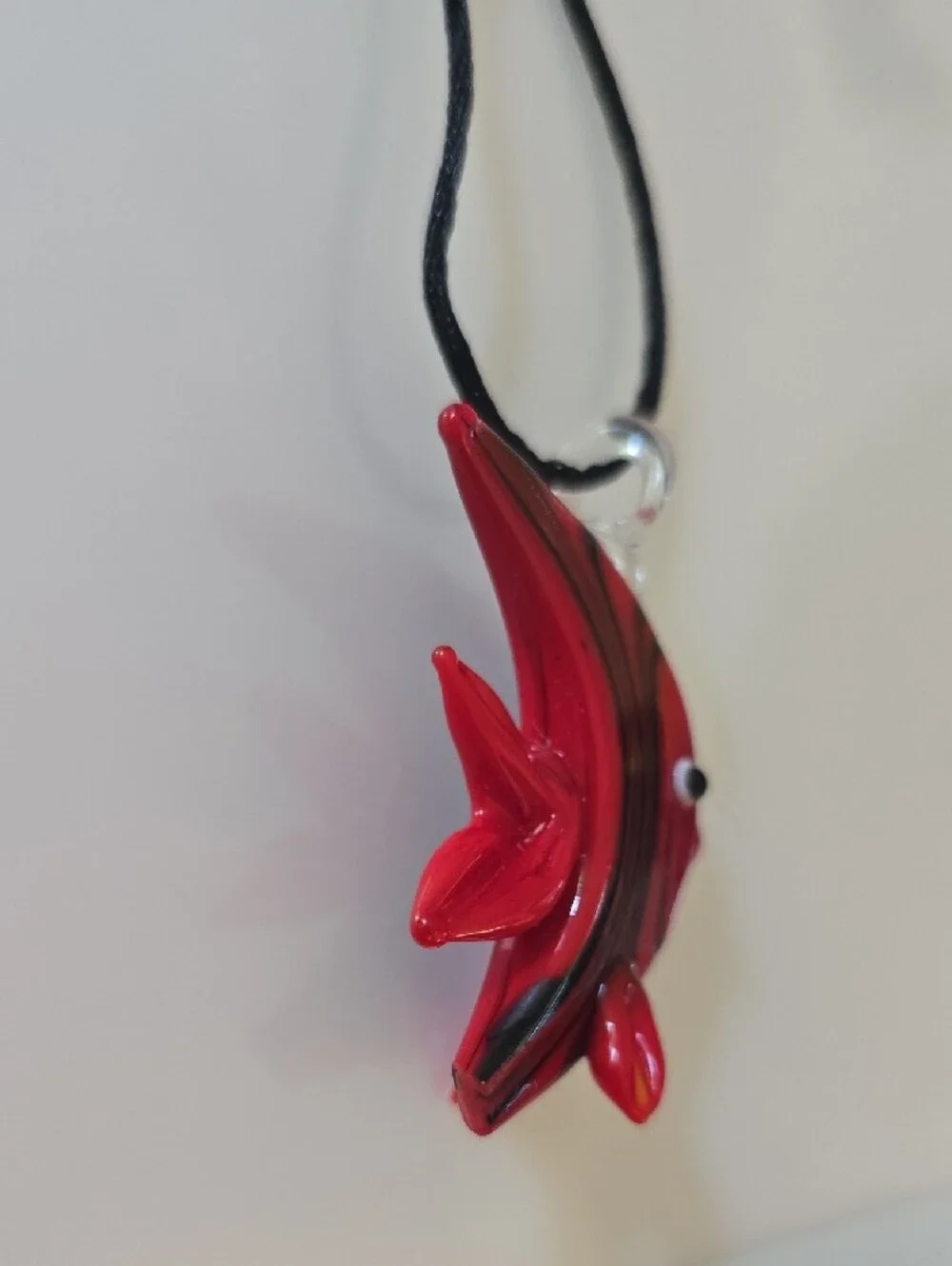 Red Glass Fish Pendant Necklace - Unbranded